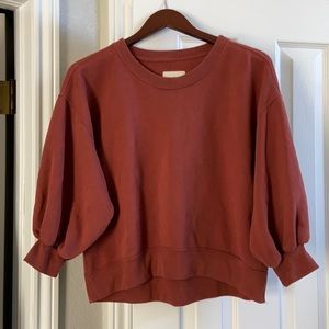 Rust cropped short balloon sleeve Soft AF sweatshirt